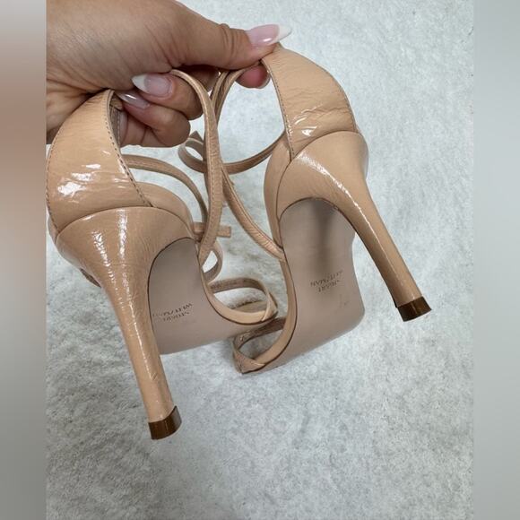Stuart Weitzman Lexi Patent Leather Blush Heel Sandal Size 6 - Picture 10 of 13